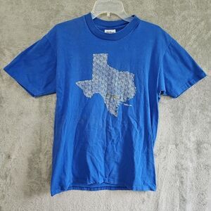 Stedman t shirt Lg Texas map 1986 San Antonio Vintage Blue